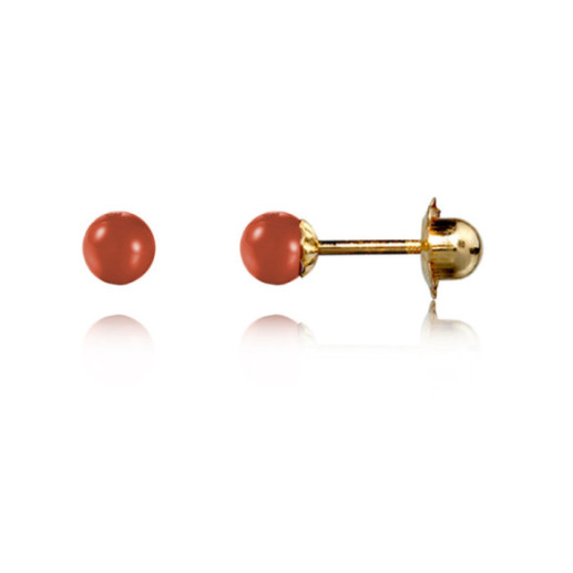 Pendientes Bebé Coral Tuerca Rosca - Pendientes de bebe