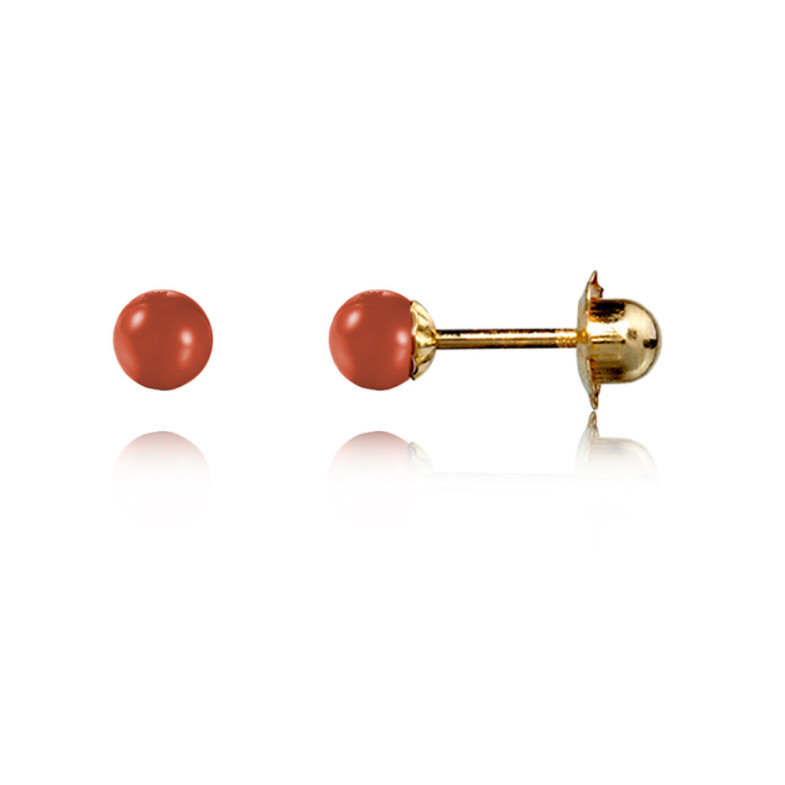 Orecchini a dado a vite in corallo bambino - Orecchini per bambini