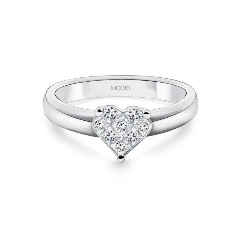 Anillo Diamantes Corazón Love 0.30 - Corte Corazón