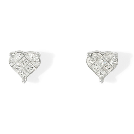 Pendientes Diamantes Dormilona Corazón - Pendientes de Novia