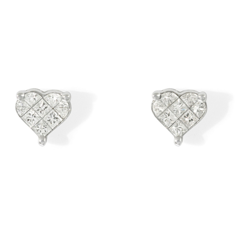 Pendientes Diamantes Dormilona Corazón - Boucles d'oreilles mariées