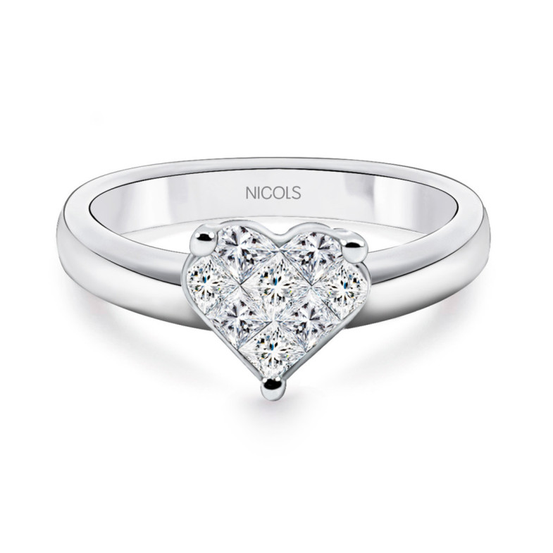 Anillo Diamantes Corazón Love 0.52 - Corte Corazón