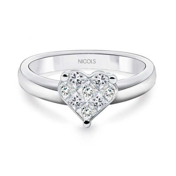 Anillo Diamantes Corazón Love 0.52 - Corte Corazón