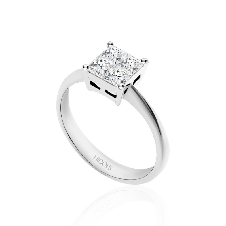 Anillo Diamantes Princess 0.65 - Talla Princesa