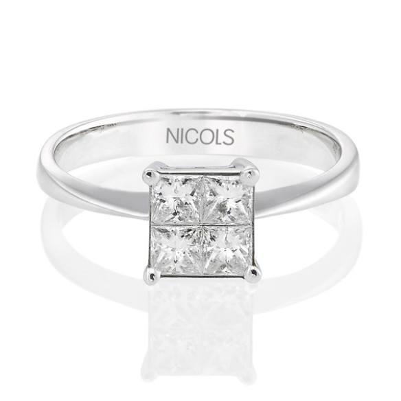 Anillo Diamantes Princess 0.65 - Talla Princesa