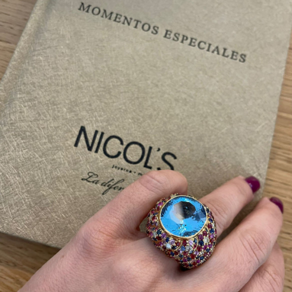 Anillo Topacio Azul Cocktail - Alta Joyería