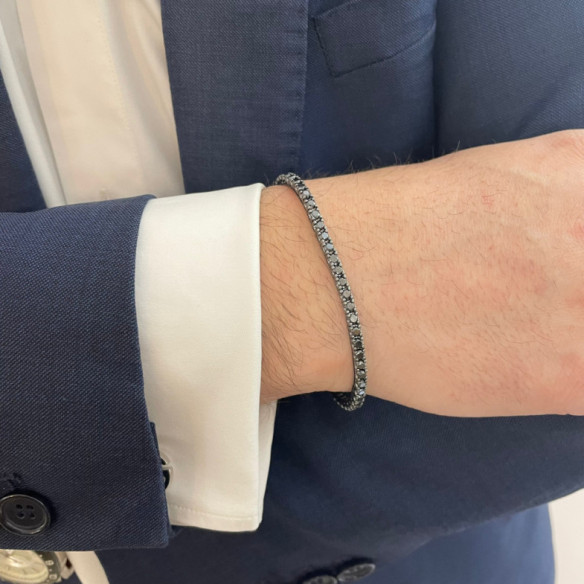 Braccialetto nero con diamante nero - Bracciali diamantati