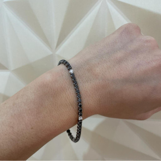 Nero e Bianco Diamante Bracciale Riviere Black Power - Bracciali diamantati 2