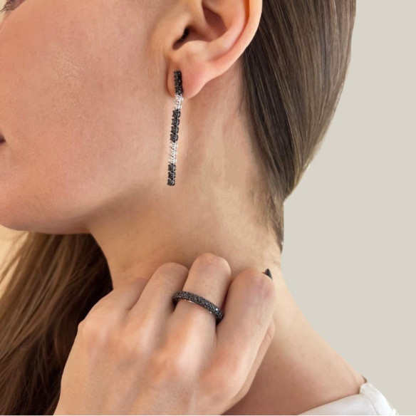 Pendientes Diamantes Largos Riviere Black Power - largos