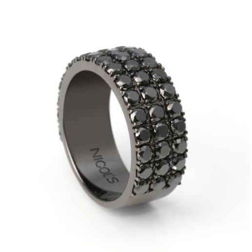 Anillo Oro Diamantes Negros Black Power - media alianza