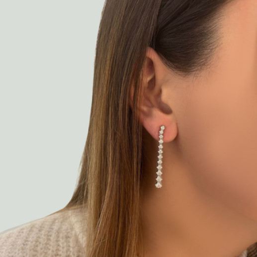 Pendientes Diamantes Largos 1.30Ct Riviere Oro Blanco - PENDIENTES 2