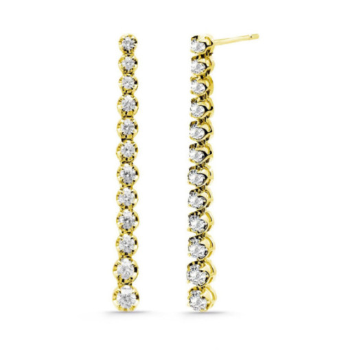Pendientes Diamantes Largos 1.30Ct Riviere Oro Amarillo - Pendientes de Novia