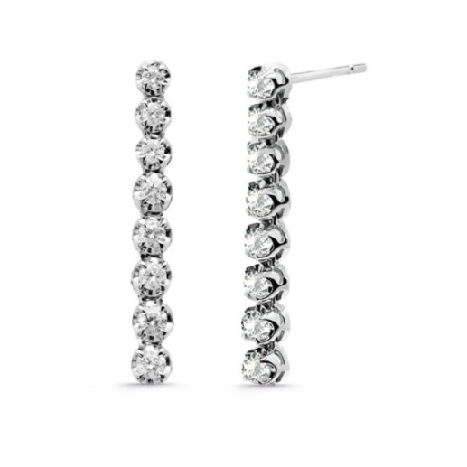 Pendientes Diamantes Largos 0.55Ct Riviere Oro Blanco - Pendientes de Novia
