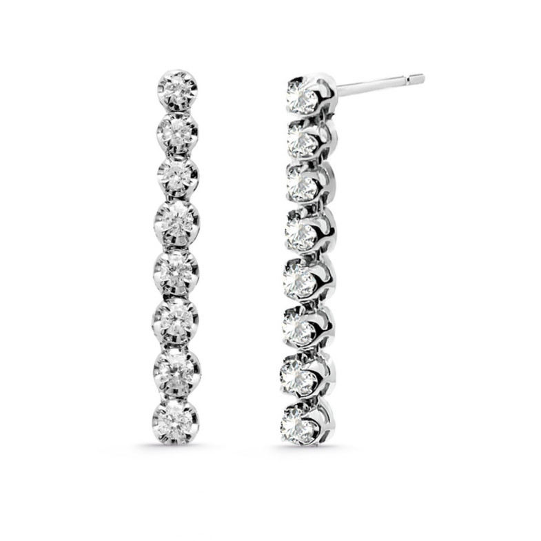 Orecchini di diamanti lunghi 0.55Ct Riviere Oro Bianco - Orecchini della sposa