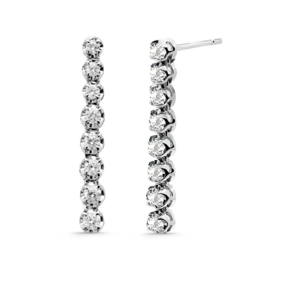 Pendientes Diamantes Largos 0.55Ct Riviere Oro Blanco - Pendientes de Novia