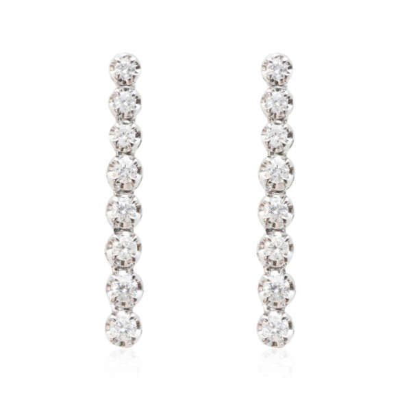 Pendientes Diamantes Largos 0.55Ct Riviere Oro Blanco - Boucles d'oreilles mariées