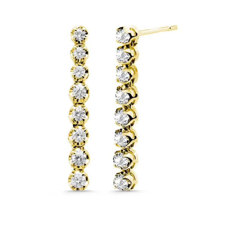Pendientes Diamantes Largos 0.55Ct Riviere Oro Amarillo - Pendientes de Novia