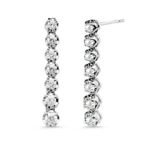 Pendientes Diamantes Largos 0.98Ct Riviere Oro Blanco - Pendientes de Novia