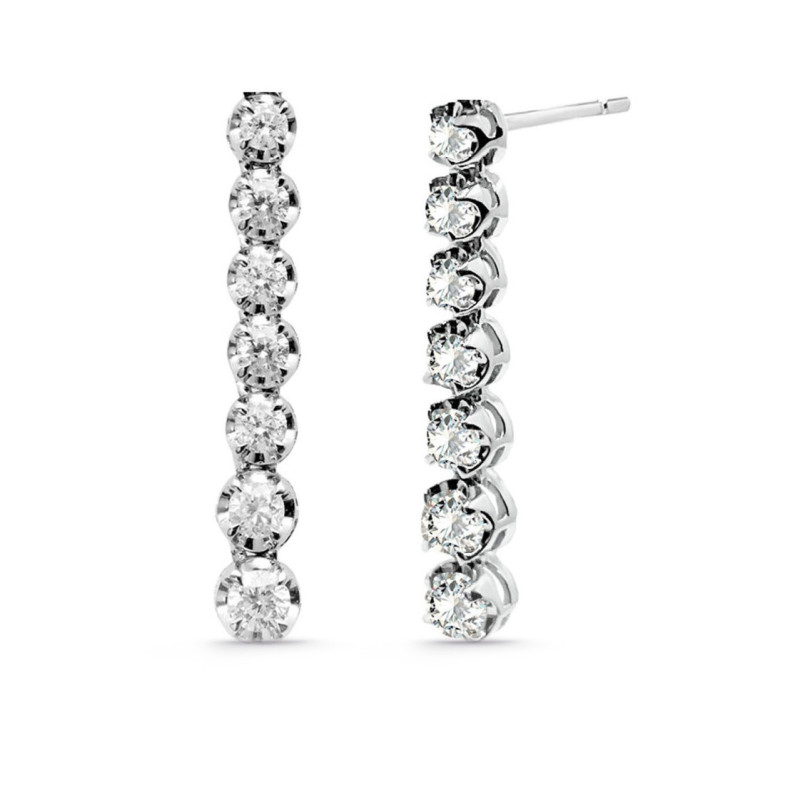Pendientes Diamantes Largos 0.98Ct Riviere Oro Blanco - Orecchini della sposa