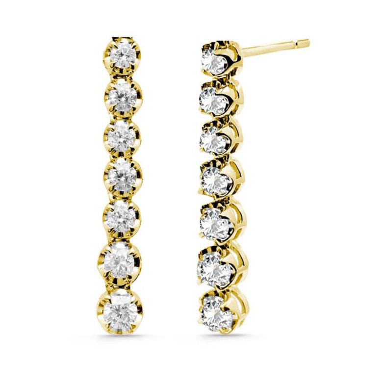Pendientes Diamantes Largos 0.98Ct Riviere Oro Amarillo - Boucles d’oreilles