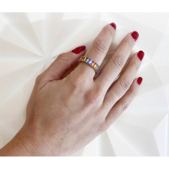 Anillo Zafiros Colores Oro Rosa Rainbow - Bagues en saphir