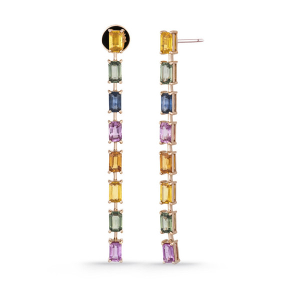 Pendientes Zafiros Colores Oro Rosa Rainbow - Pendientes Otras Piedras de Colores