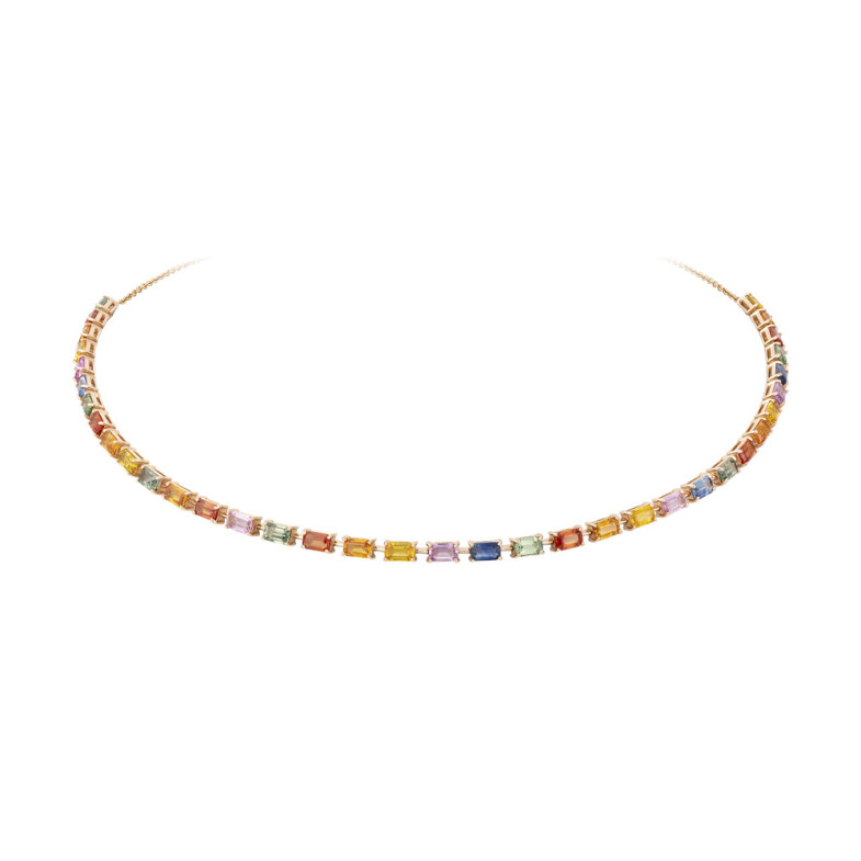 Sapphires Rose Gold choker Colors RAINBOW - Necklaces