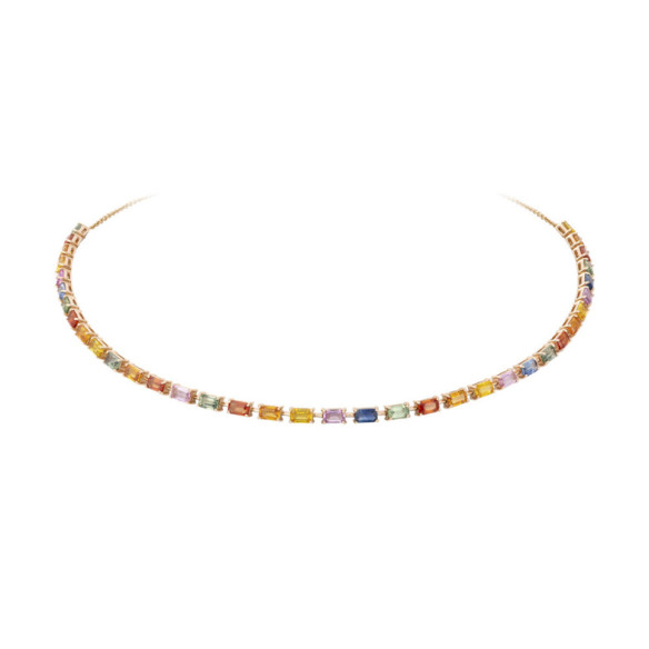 Sapphires Rose Gold choker Colors RAINBOW - Necklaces