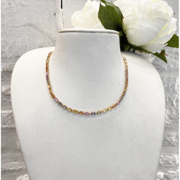 Sapphires Rose Gold choker Colors RAINBOW - Necklaces