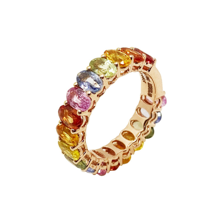 Sapphires Rose Gold Color Ring RAINBOW - Sapphire rings