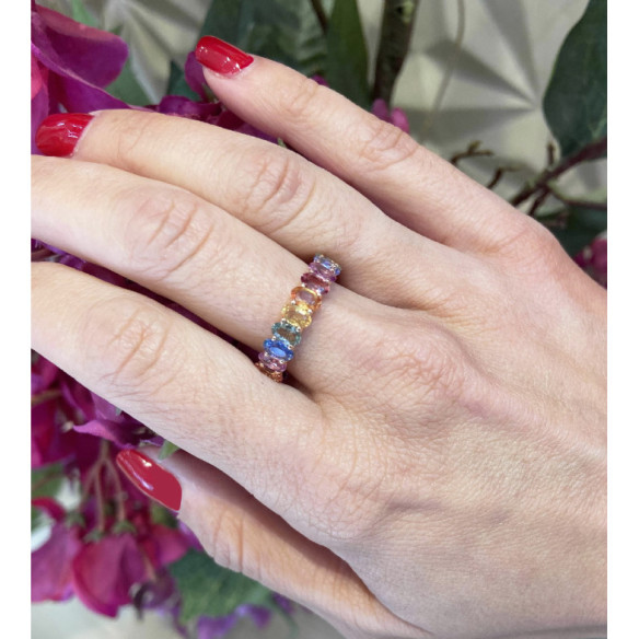 Sapphires Rose Gold Color Ring RAINBOW - Sapphire rings