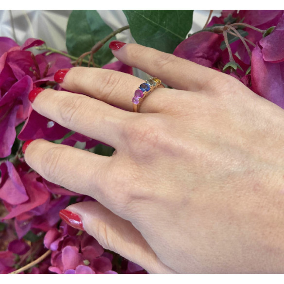 Anillo Zafiros Colores Y Rubí Oro Rosa Rainbow - Anillos de Zafiro