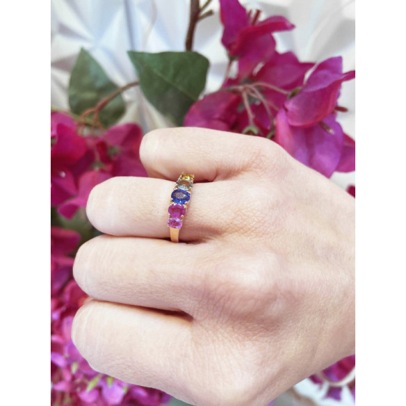 Anillo Zafiros Colores Y Rubí Oro Rosa Rainbow - Anillos de Zafiro