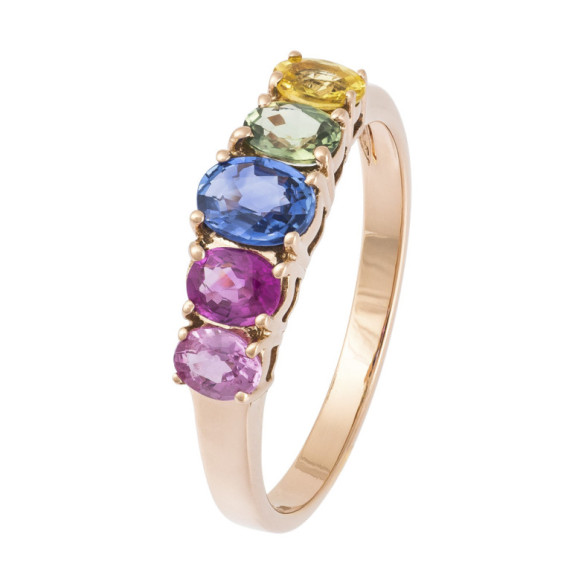 Anillo Zafiros Colores Y Rubí Oro Rosa Rainbow - Anillos de Zafiro