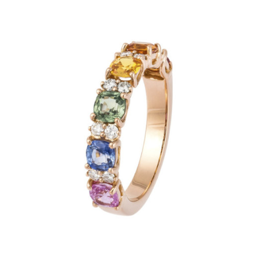 Diamantring und Saphir Farben Regenbogen - Ringe aus Roségold