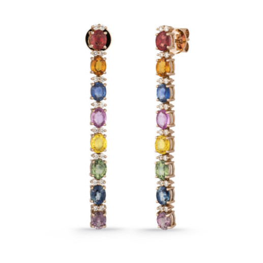 Pendientes Zafiros Colores Oro Rosa Rainbow - Pendientes Otras Piedras de Colores