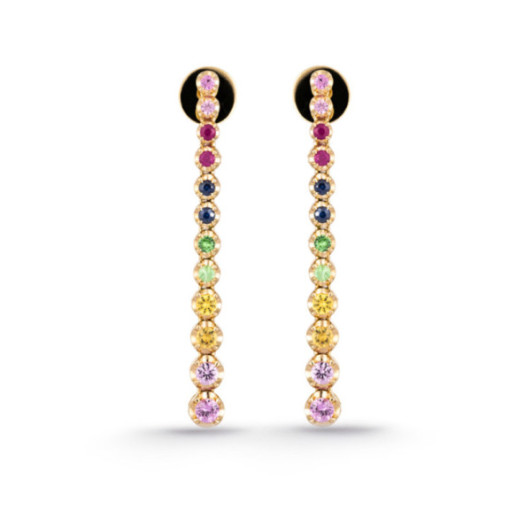 Long Earrings Sapphires Colors RIVIERE NICOLS - Colored Gemstone Earrings