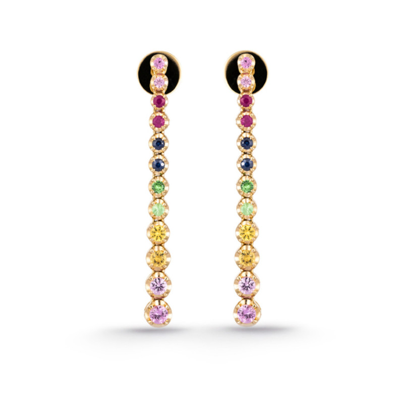 Long Earrings Sapphires Colors RIVIERE NICOLS - Colored Gemstone Earrings