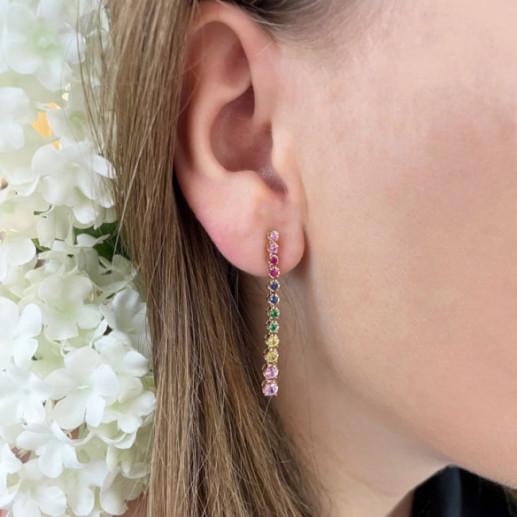 Pendientes Largos Zafiros Colores Riviere Nicols - Pendientes Otras Piedras de Colores 2