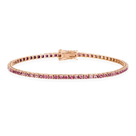 Pulsera Zafiros Rosa Claro 2.45Ct Oro Rosa Rainbow - Pulseras Piedras Color