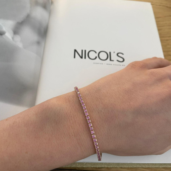 Pulsera Zafiros Rosa Claro 2.45Ct Oro Rosa Rainbow - Braccialetti colorati pietre