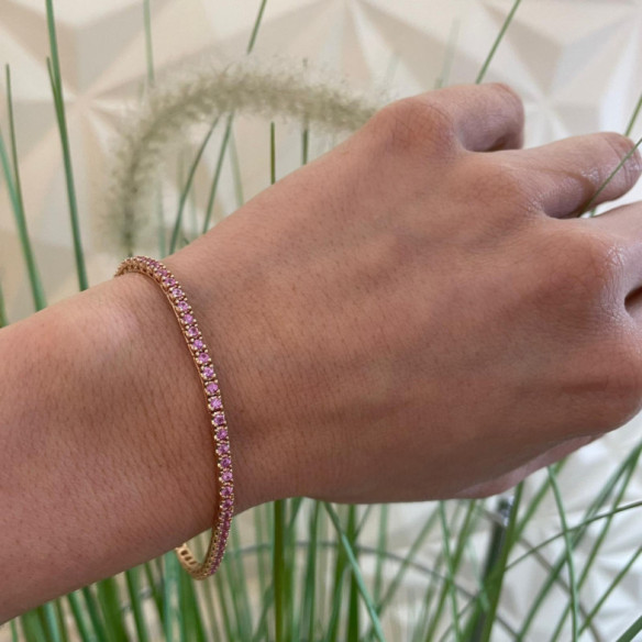 Pulsera Zafiros Rosa Claro 2.45Ct Oro Rosa Rainbow - Braccialetti colorati pietre