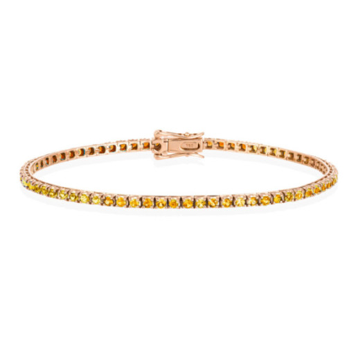 Yellow Sapphires Bracelet 2.45ct Rose Gold RAINBOW - Stones Color Bracelets 2