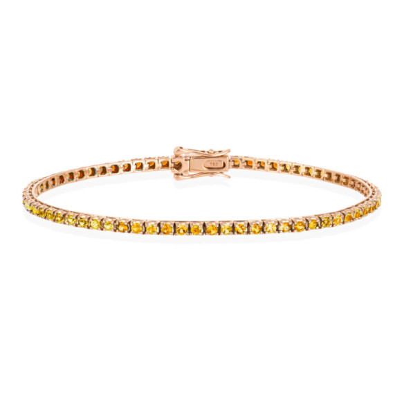 Pulsera Zafiros Amarillos 2.45Ct Oro Rosa Rainbow - Braccialetti colorati pietre