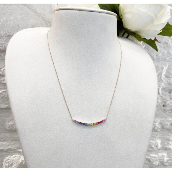 Gargantilla Zafiros Colores Oro Rosa Rainbow - COLLARES