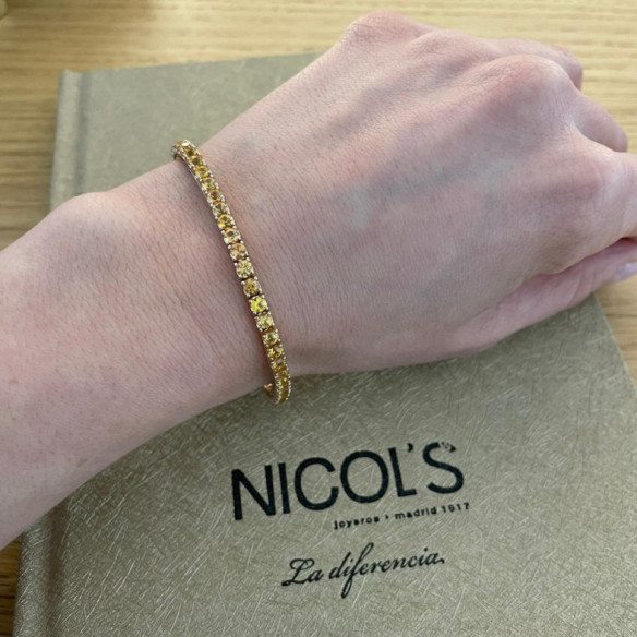 Pulsera Zafiros Amarillos 6.30Ct Oro Rosa Rainbow - Braccialetti colorati pietre