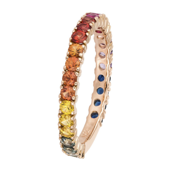 Anillo Zafiros Colores Oro Rosa Riviere Rainbow - Anillos de Zafiro