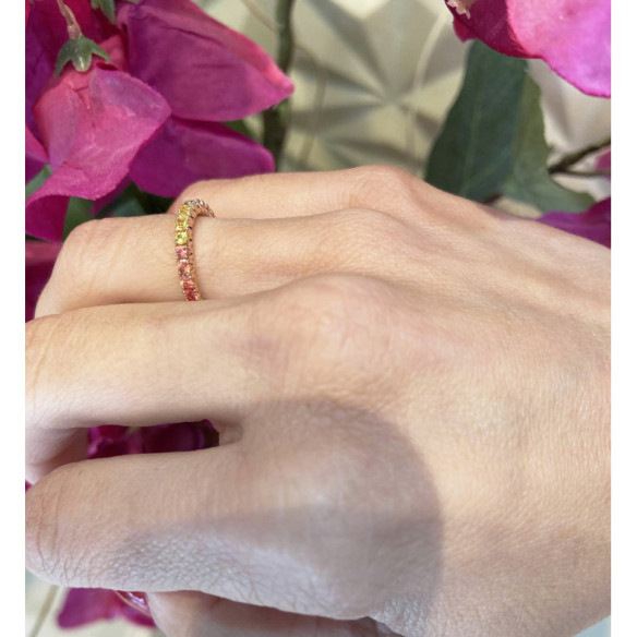 Anillo Zafiros Colores Oro Rosa Riviere Rainbow - Anillos de Zafiro