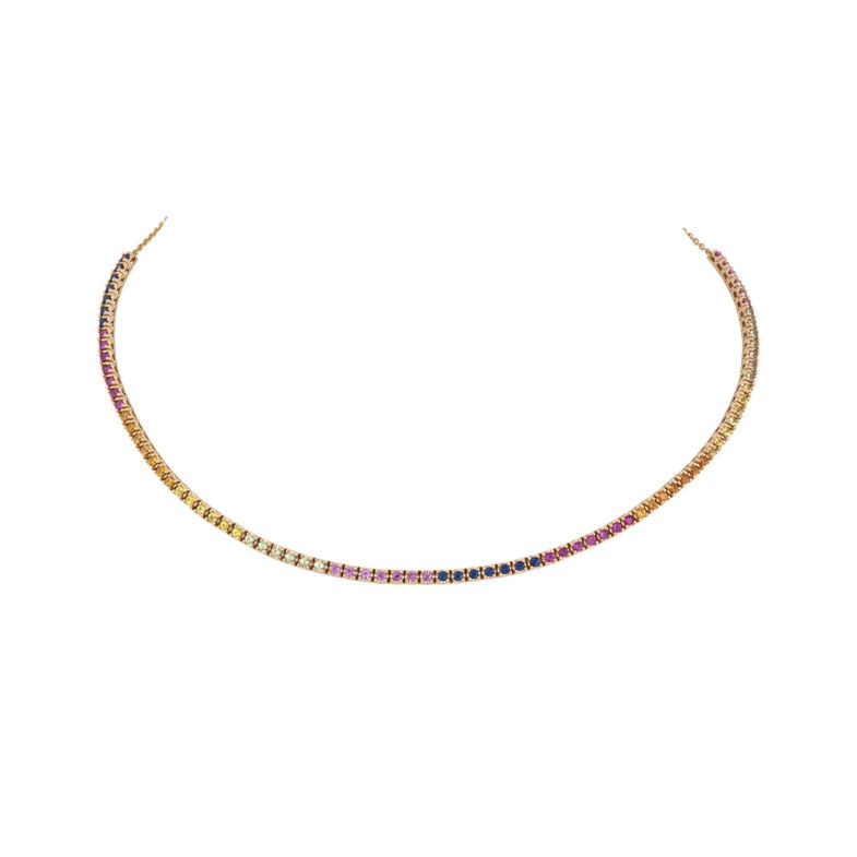 Gargantilla Zafiros Colores Oro Rosa Rainbow - COLARES
