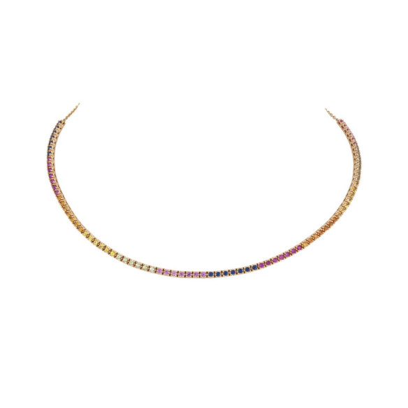 RAINBOW Rose Gold Colors Sapphires Choker - Necklaces